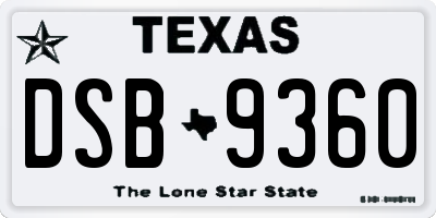 TX license plate DSB9360
