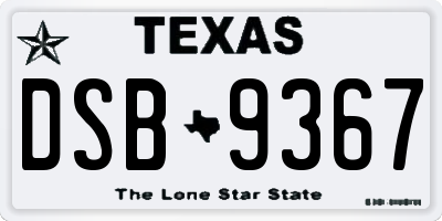 TX license plate DSB9367