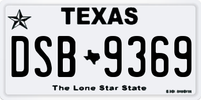 TX license plate DSB9369
