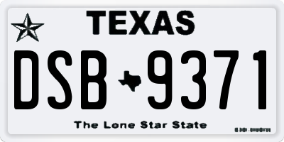 TX license plate DSB9371