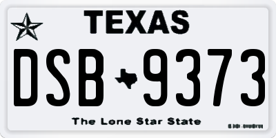 TX license plate DSB9373