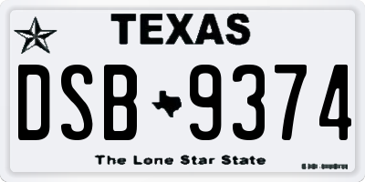 TX license plate DSB9374