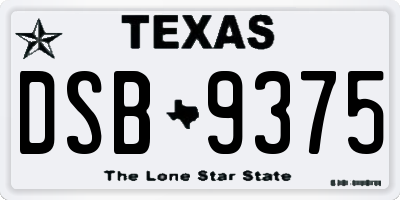 TX license plate DSB9375