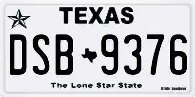 TX license plate DSB9376