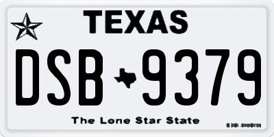 TX license plate DSB9379