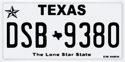 TX license plate DSB9380