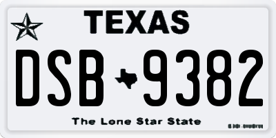 TX license plate DSB9382