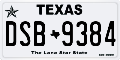 TX license plate DSB9384