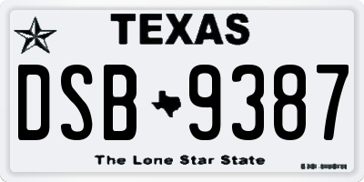 TX license plate DSB9387