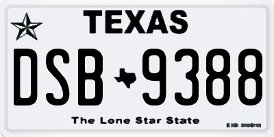 TX license plate DSB9388