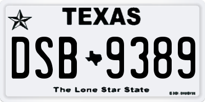 TX license plate DSB9389
