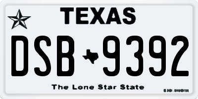 TX license plate DSB9392