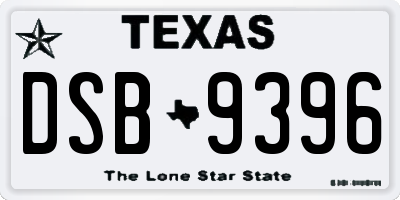 TX license plate DSB9396