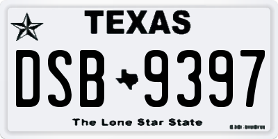 TX license plate DSB9397