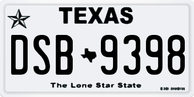 TX license plate DSB9398