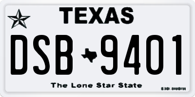 TX license plate DSB9401