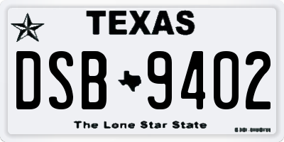 TX license plate DSB9402