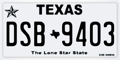 TX license plate DSB9403