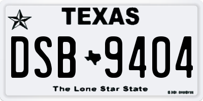 TX license plate DSB9404