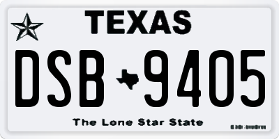 TX license plate DSB9405