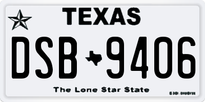 TX license plate DSB9406