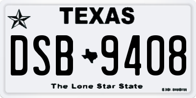 TX license plate DSB9408