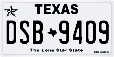 TX license plate DSB9409