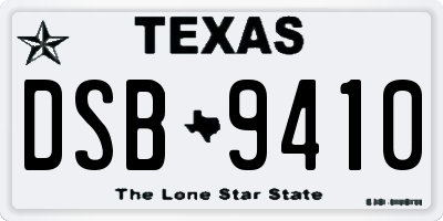 TX license plate DSB9410
