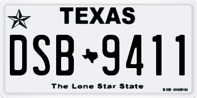TX license plate DSB9411