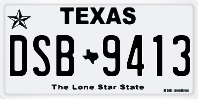 TX license plate DSB9413