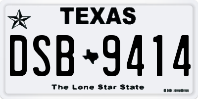 TX license plate DSB9414