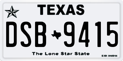 TX license plate DSB9415