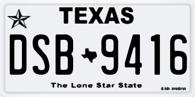 TX license plate DSB9416