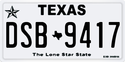 TX license plate DSB9417