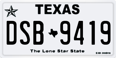 TX license plate DSB9419