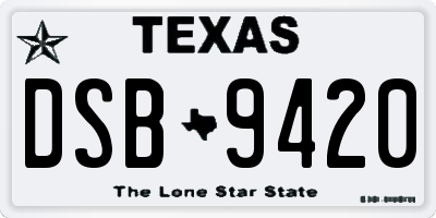 TX license plate DSB9420