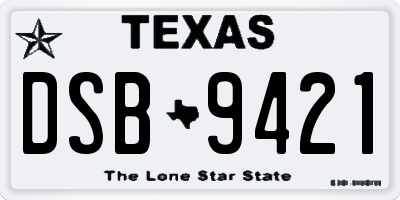 TX license plate DSB9421