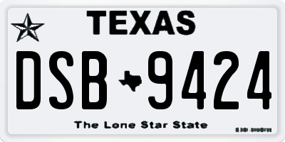 TX license plate DSB9424
