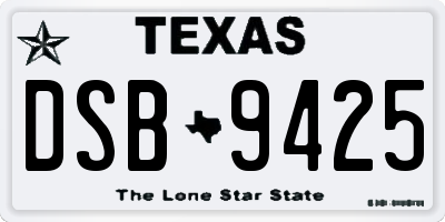 TX license plate DSB9425