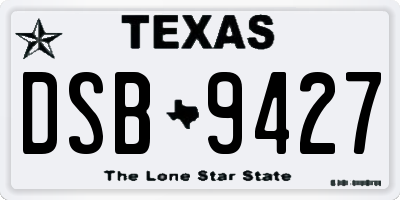 TX license plate DSB9427