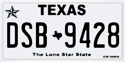 TX license plate DSB9428