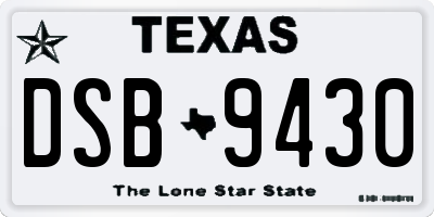 TX license plate DSB9430