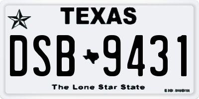 TX license plate DSB9431