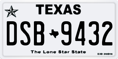 TX license plate DSB9432