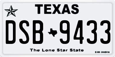 TX license plate DSB9433