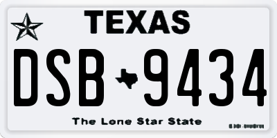 TX license plate DSB9434