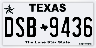 TX license plate DSB9436