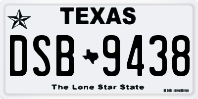 TX license plate DSB9438