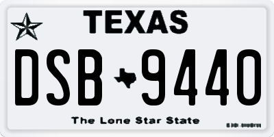 TX license plate DSB9440