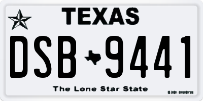 TX license plate DSB9441